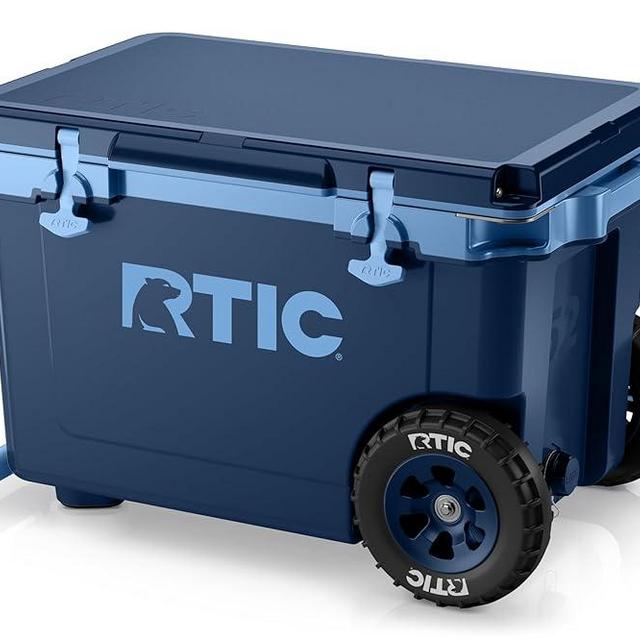 RTIC 52 Quart Ultra-Light Wheeled Hard Cooler Insulated Portable Ice Chest Box for Beach, Drink, Beverage, Camping, Picnic, Fishing, Boat, Barbecue, 30% Lighter Than Rotomolded Coolers