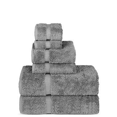 Luxury Spa and Hotel Quality Premium Turkish 6-Piece Towel Set (Gray, 2 x Bath Towels, 2 x Hand Towels, 2 x Washcloths)