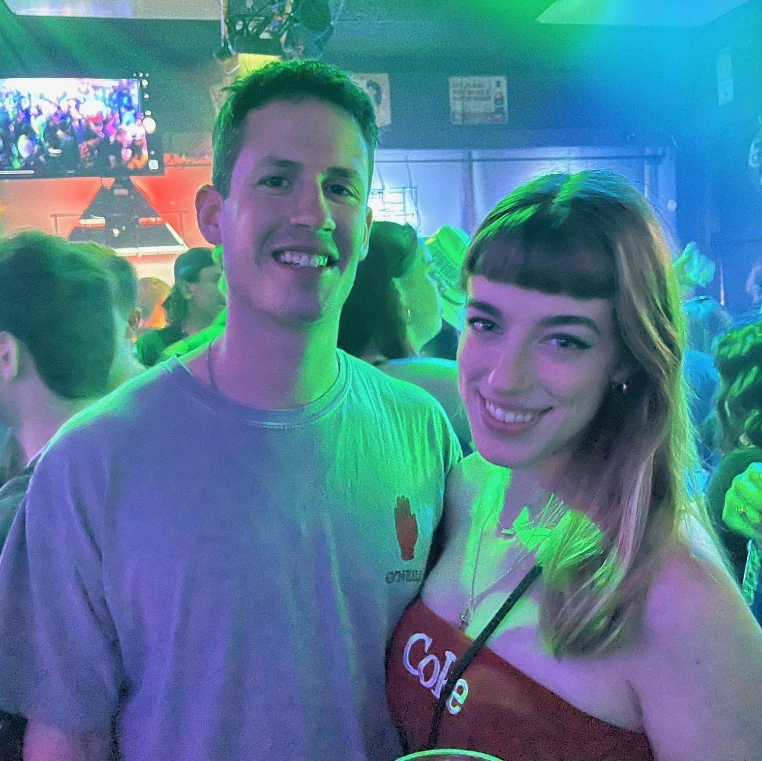 John-Luc and Grace at Finnies Next Door, the South Bend bar they were likely to be found in on any given Friday night in the spring of his senior year.