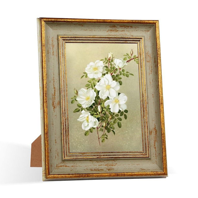 RIVERVALLA 5x7 Picture Frames Retro Antique Picture Frames with Green Gold Edge Line 5 by 7 Vintage Photo Frame Wall Hang Desktop Display Christmas Birthday Gifts for Women Mom Grandma