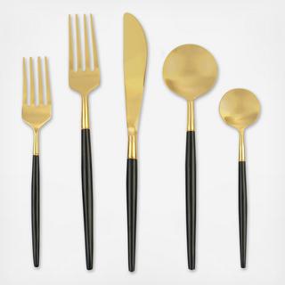 Matte Gold 5-Piece Flatware Set, Service For 1