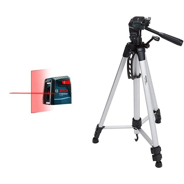 Bosch Self-Leveling Cross-Line Red-Beam High Power Laser Level GLL 30 & Amazon Basics 60-Inch Lightweight Tripod with Bag
