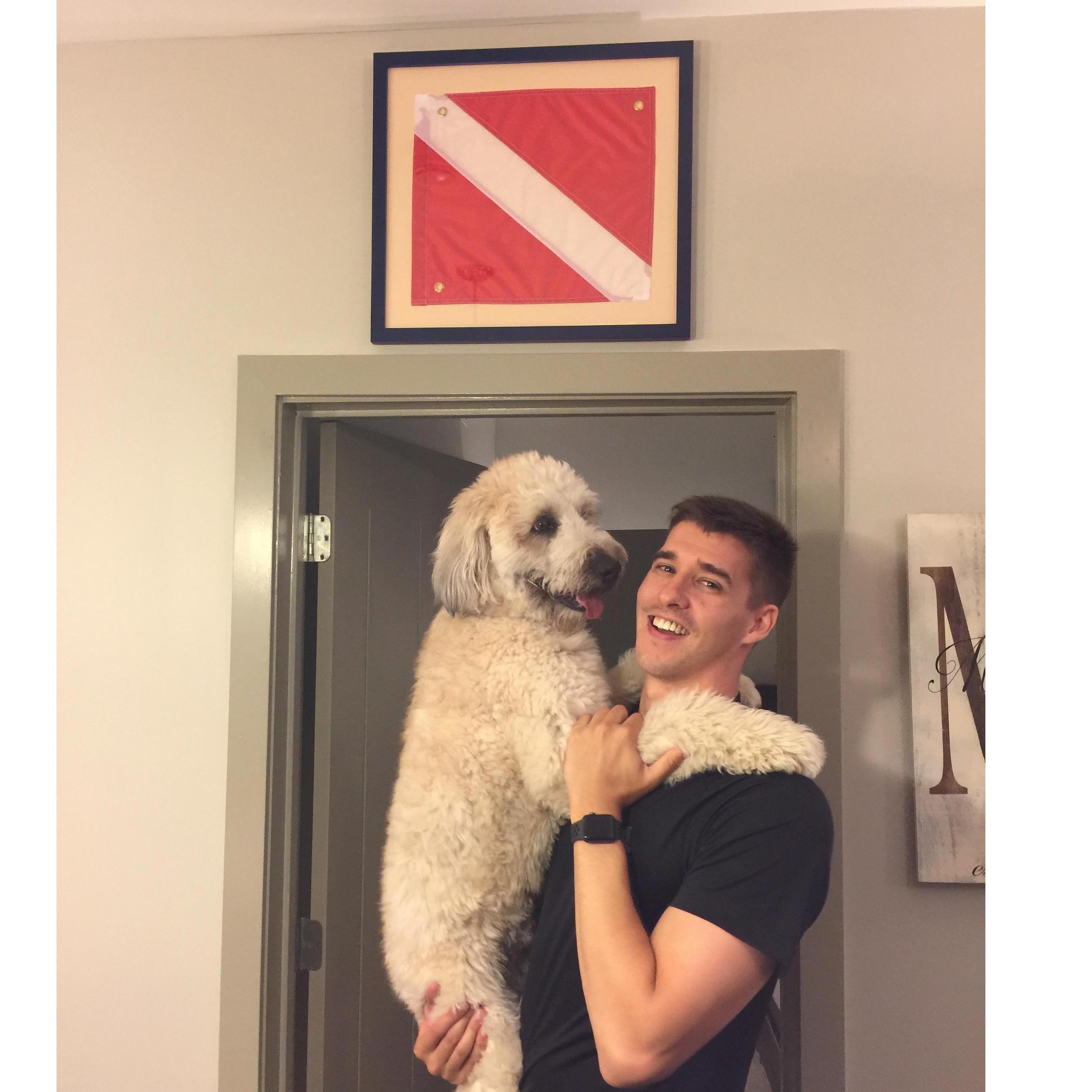 Rob, Winston, and Scuba Flag; 2017