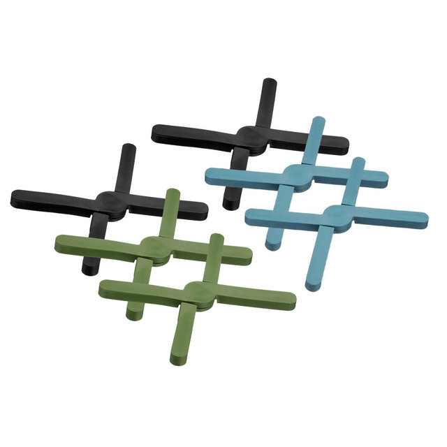 Unique Bargains Foldable Heat Resistant Non-Slip Silicone Trivet Mat for Pots Coasters Green/Black/Blue 6 Pcs