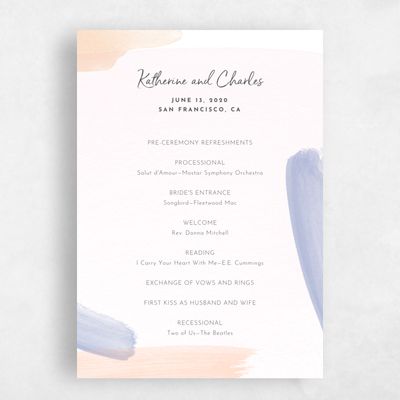 Peach, Orange Wedding Program - Riverside