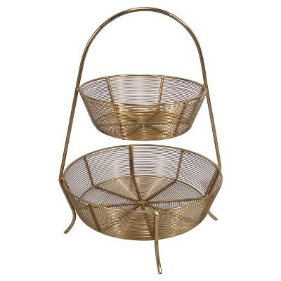 2-Tier Gold Plated Wire Basket - Threshold™