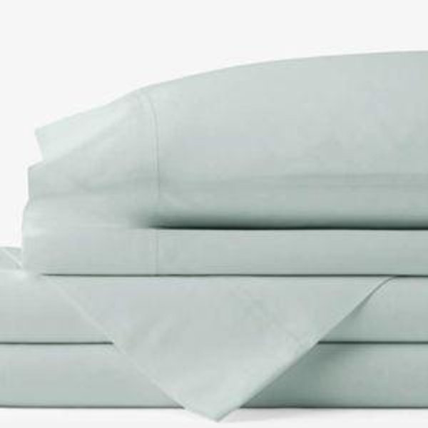 Classic Cool Cotton Percale Bed Sheet Set - Sea Mist, Queen