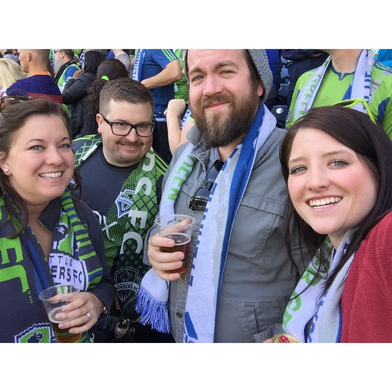 This day was so much fun. All of us at the Sounders FC game. We are SO thankful for Sarah and Sam's season tickets!