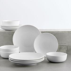 Mason Stoneware Dinnerware Set - Matte True White · 12-Piece