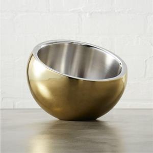cb2 stainless steel gold snack bowl