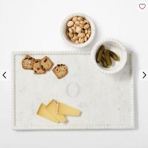 Beaded Marble Appetizer Serving Platter- Personalized Design: Didot Regular - Style 549: Letter: O