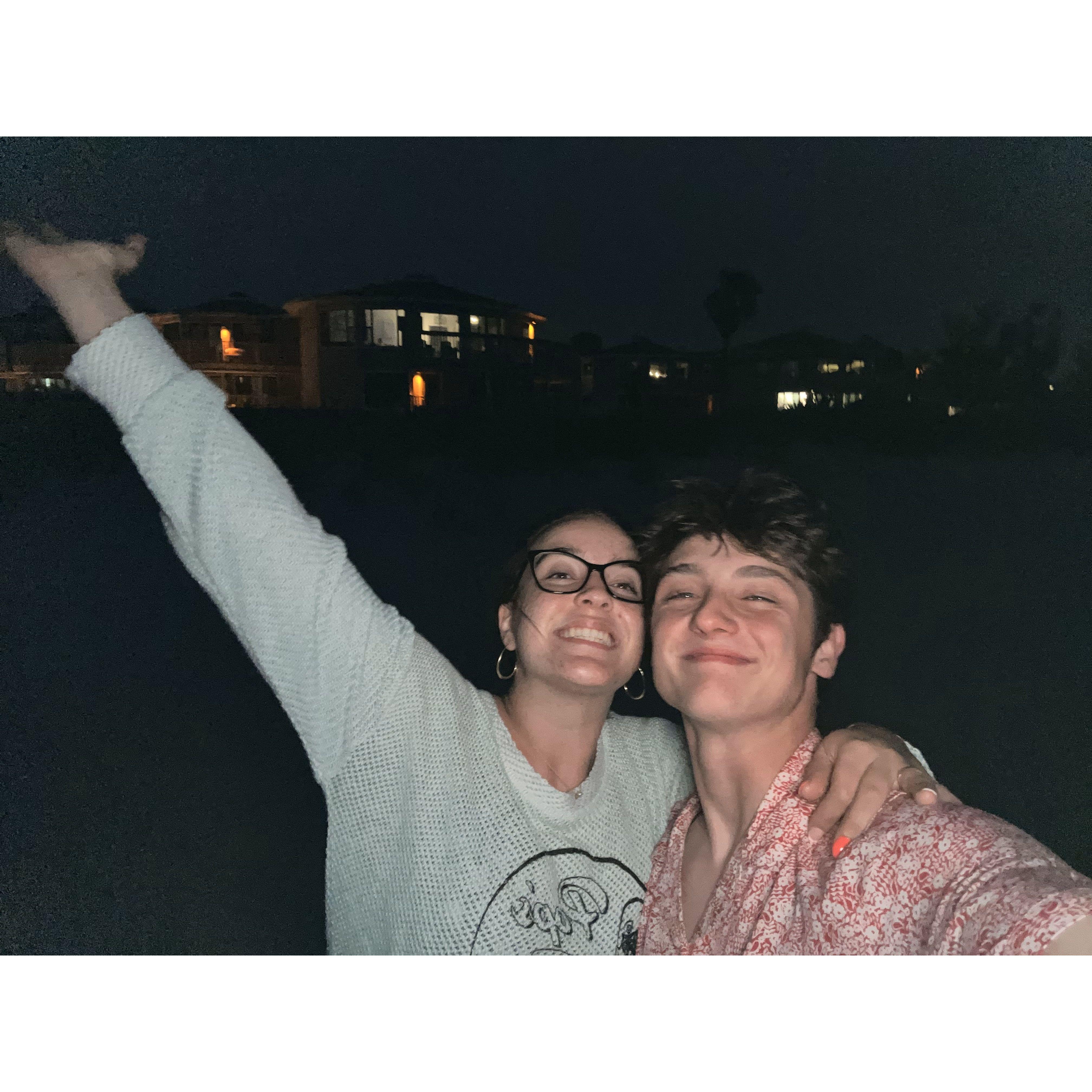 Us at our wedding venue at night! There was a huge thunder and lightning storm