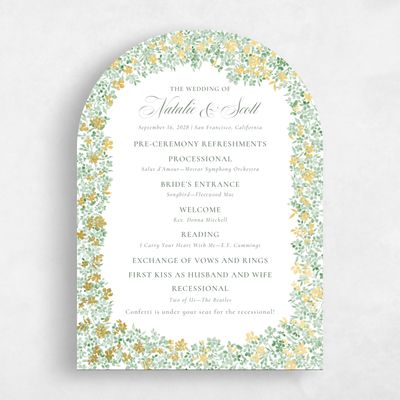 Green Arch Wedding Program - Lunette Foil