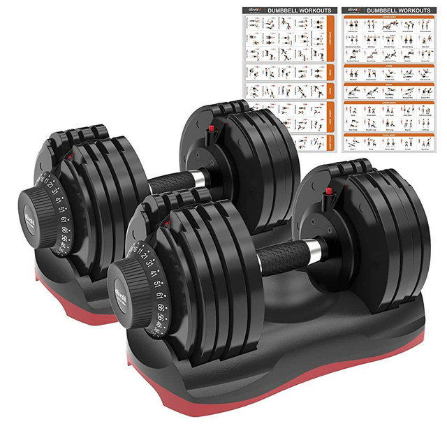 ATIVAFIT Adjustable Dumbbell Weights Set Fitness Dial Dumbbell 27.5/44/55/66/71.5 Lbs for Home Gym Pair