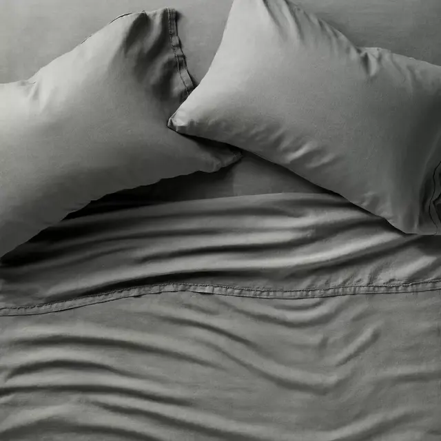 Queen 100% Linen Sheet Set Dark Gray - Casaluna™