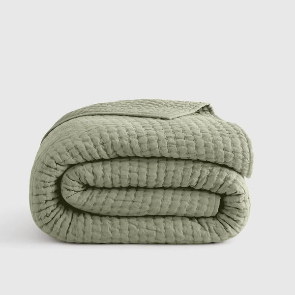 European Linen Cotton Stitch Quilt - Willowleaf, King/Cal King