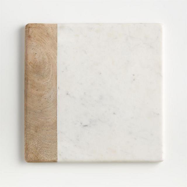 Wood Marble Square Platter
