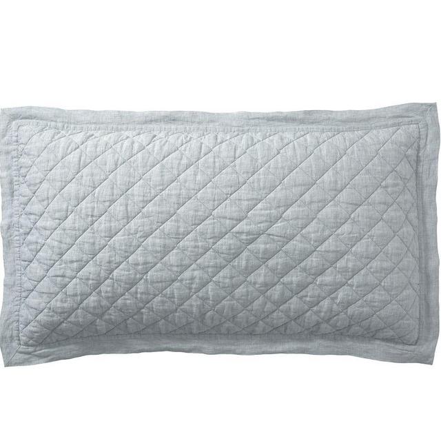 Belgian Flax Linen Diamond King Shams, Set of 2 Mineral Blue