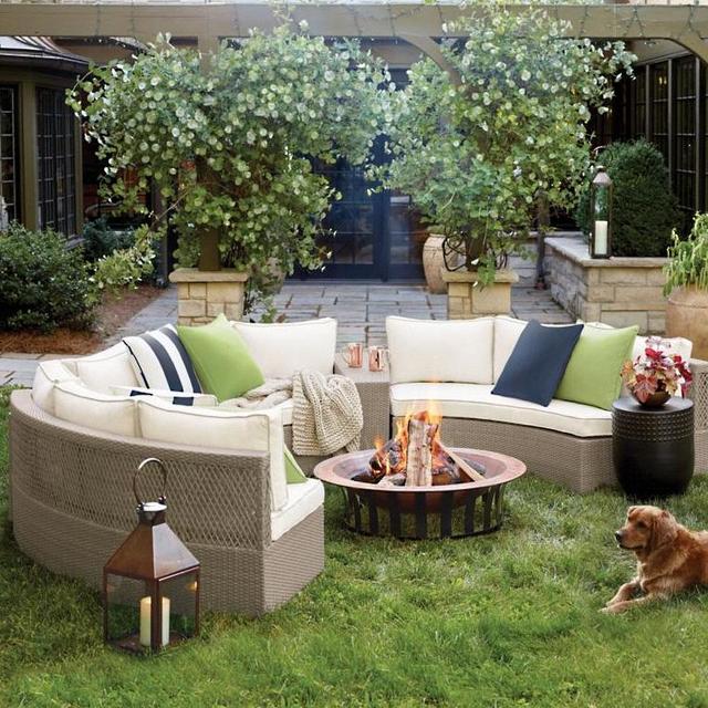 Pasadena II 5-piece Sofa Set in Indigo with canvas piping