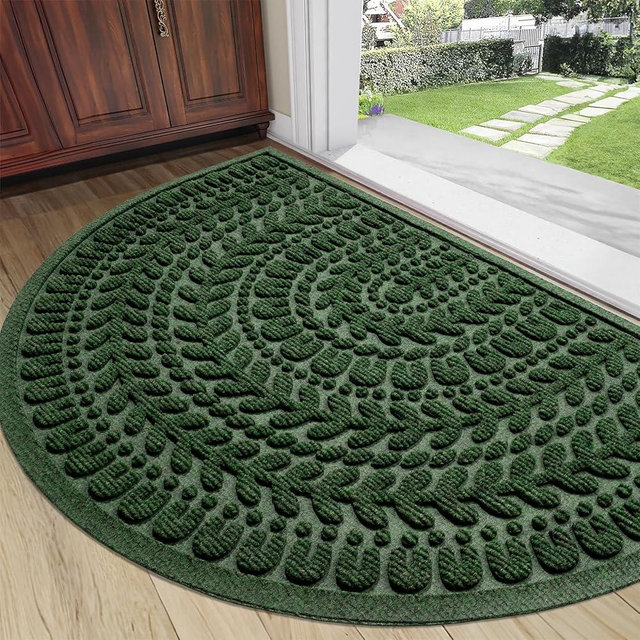 RORA Half Circle Door Mat Front Door Mat Outside Entrance Welcome Mats Outdoor Indoor Semicircular Doormat for Outdoor Half Round Door Mats for Garage Muddy Paws 24"x36"
