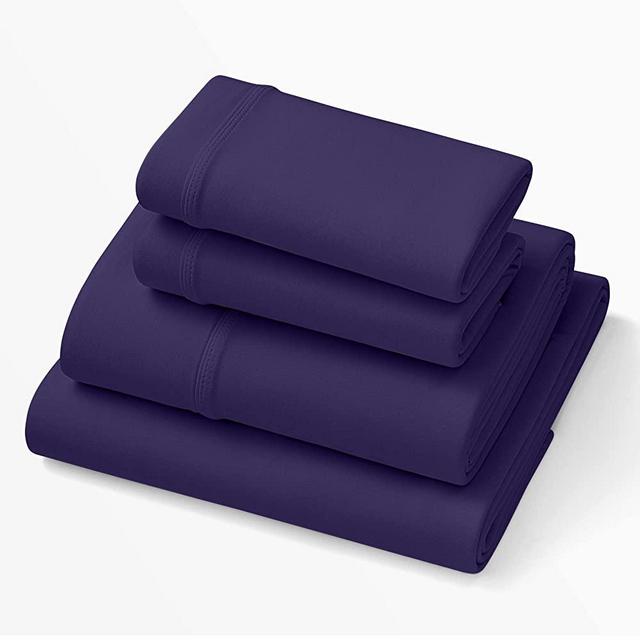 Dark Purple SoftStretch Sheets, King/Cal King, Purple Mattress Sheets, Bamboo Sheets, Moisture-Wicking, Deep Purple, California King