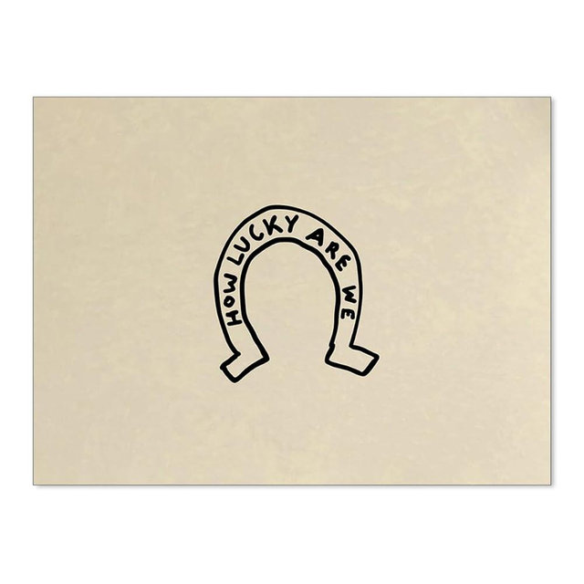 OMANI How Lucky Are We Wall Art Vintage Western Horseshoe Poster Funny Cowboy Wall Decor Minimalist Motivational Quotes Canvas Prints for Living Room 12X16 inch Unframed