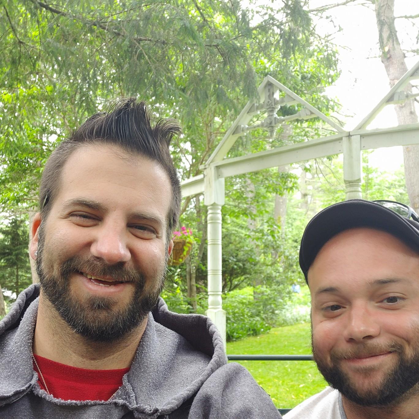 June 19, 2022 - Shawn pet a duck against its wishes at Tarbin Gardens in Franklin, NH right before we took this photo. Although we love English gardens, we don't think it was worth the price.