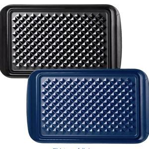 Melamine Grilling Prep and Serve Trays,17''x10.5''. Blue and Black