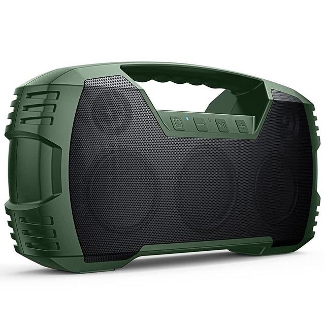 IPX7 Waterproof Bluetooth Speaker, 40W Portable Wireless Speaker, 32H Playtime, Stereo Loud Sound, Deep Bass, Outdoor Speaker with Handle, Bluetooth 5.0, Built-in Mic for Camping, Party, Beach-Green
