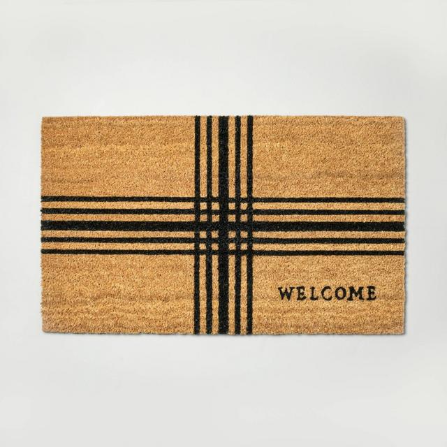 Cross Stripes 'Welcome' Coir Doormat - Hearth & Hand™ with Magnolia