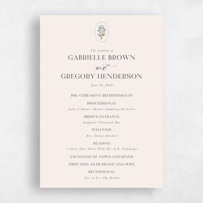 Linen, Blue Wedding Program - Nelia