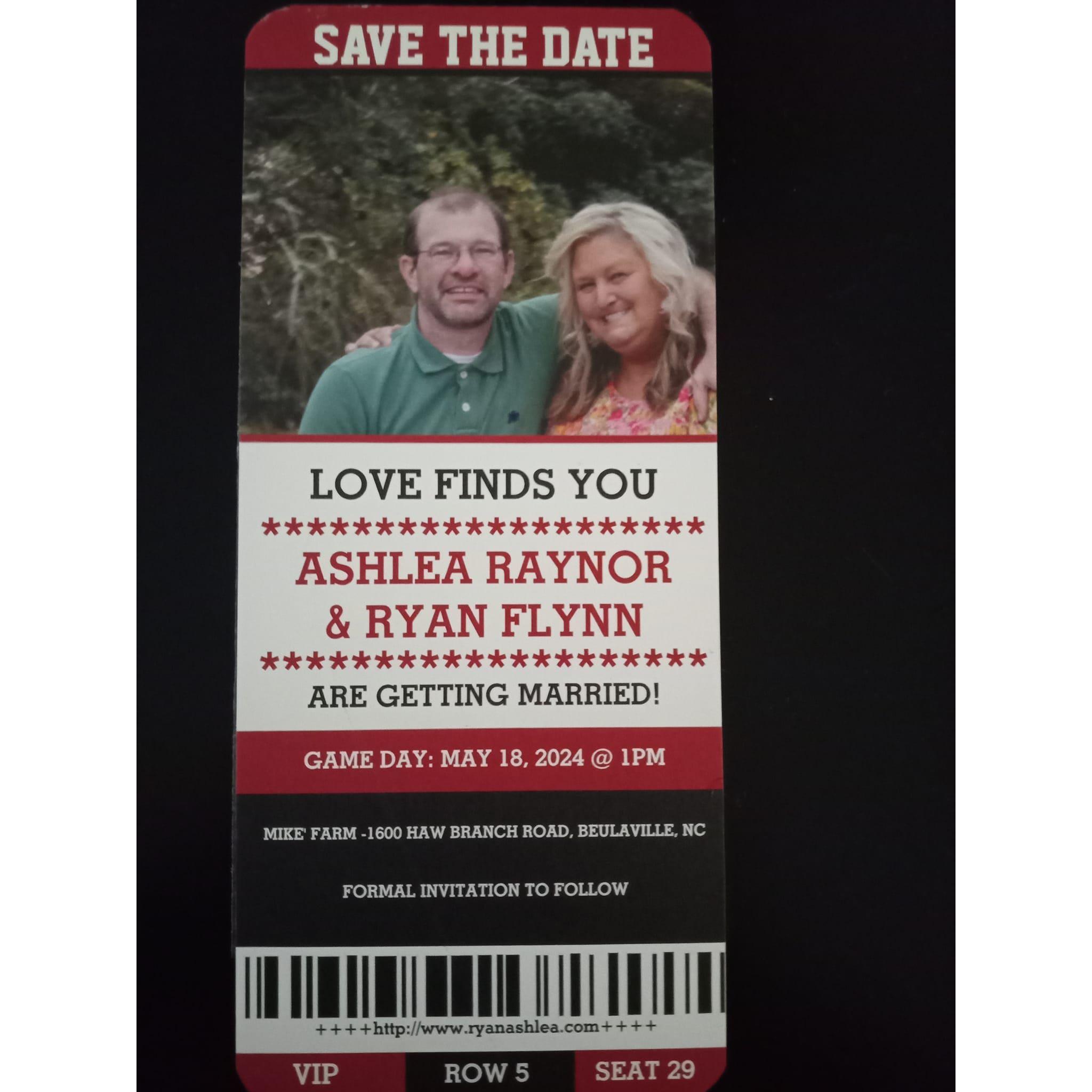 Save the date cards mailed 5/18/2023