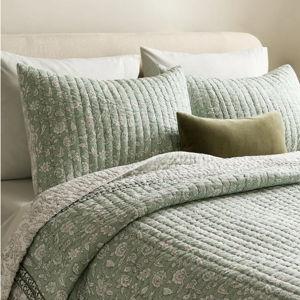 Organic Cotton Block Print Quilt Set - Green