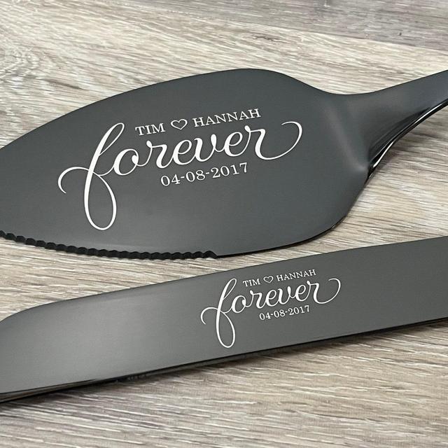 Cake Knife and Server Set - Personalized, engraved wedding or anniversary cake cutting gift for couples, wedding party, reception decor