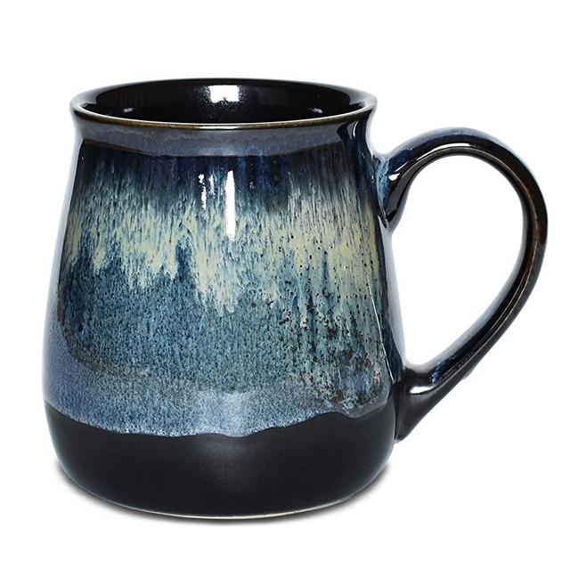 Bosmarlin Large Ceramic Coffee Mug, Big Tea Cup for Office and Home, Oz, Dishwasher and Microwave Safe (Blue, 1)