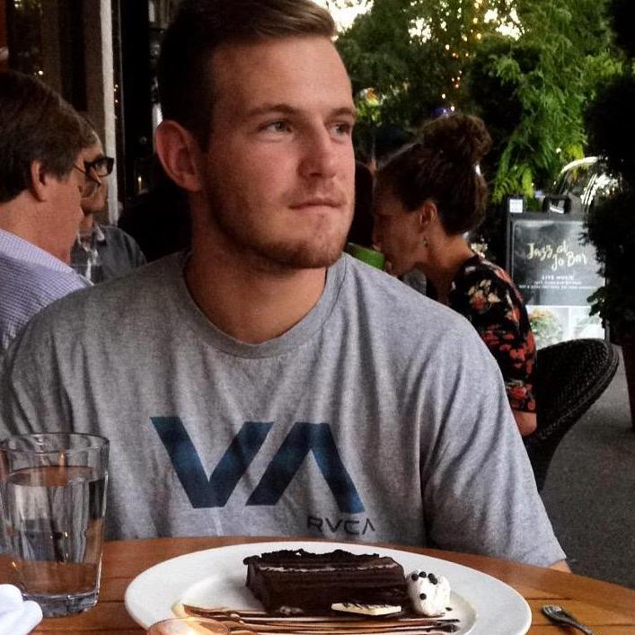 Jeff and dessert at Papa Haydn's, a Portland favorite