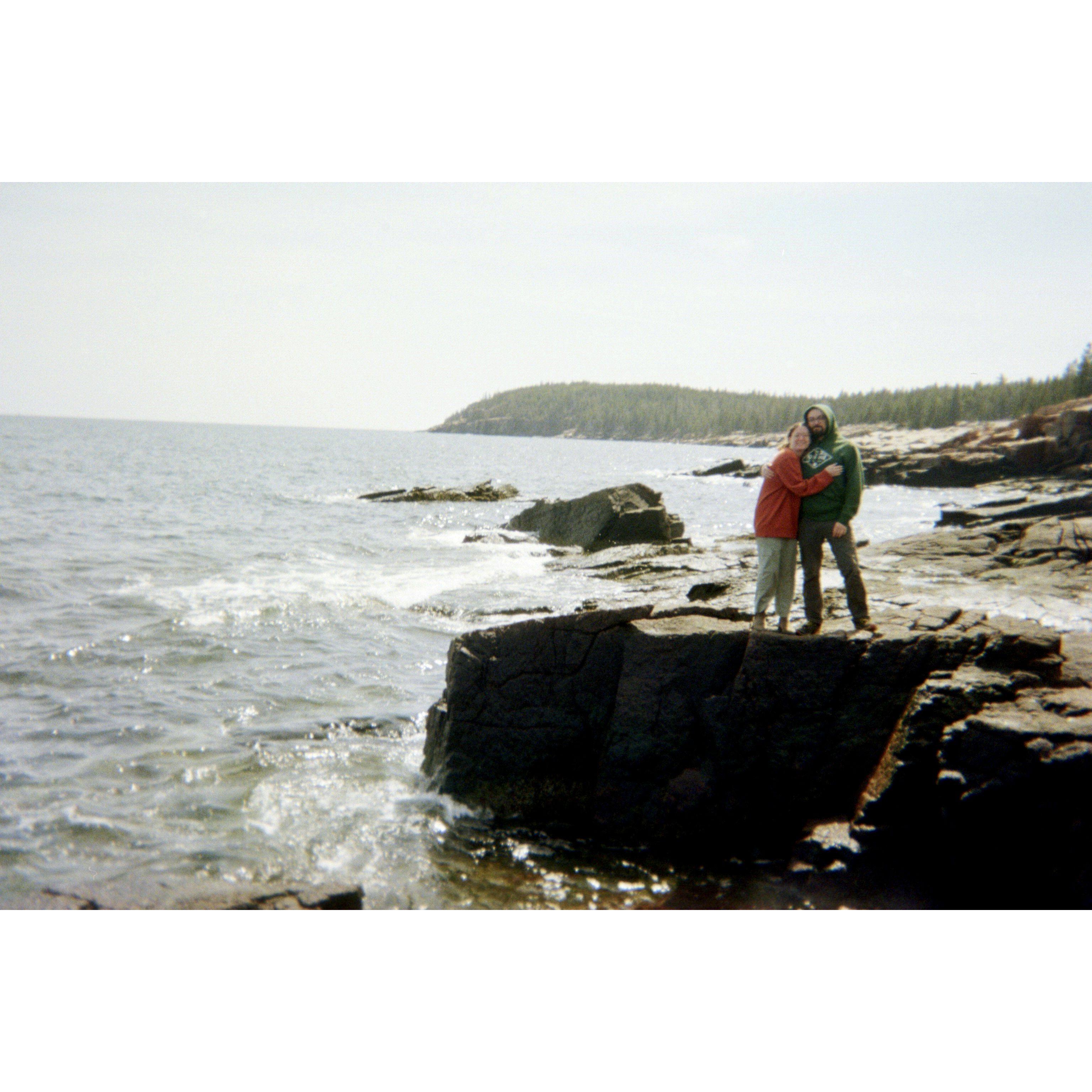 A film pic of us hiking Acadia for Sarah's bday in 2023 :)