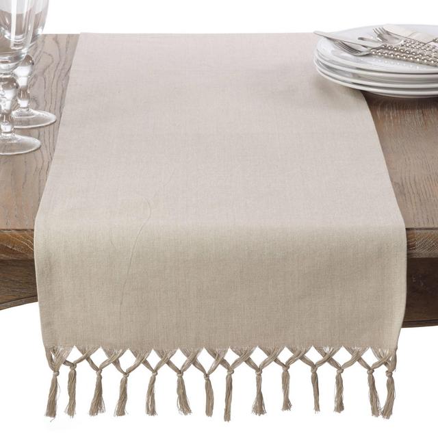 90" x 16" Cotton Knotted Tassel Table Runner - Saro Lifestyle