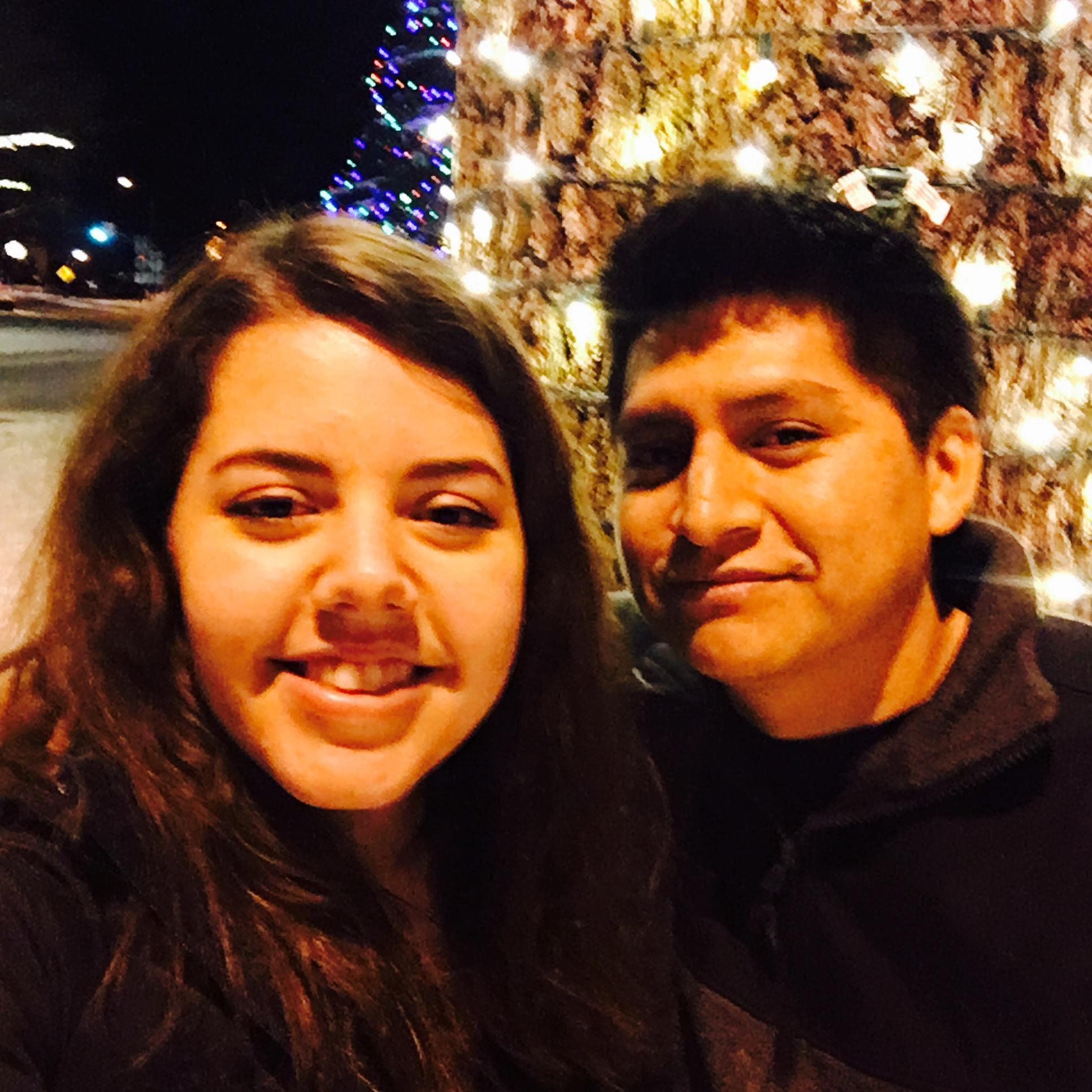 Date night looking at Christmas lights in downtown flagstaff