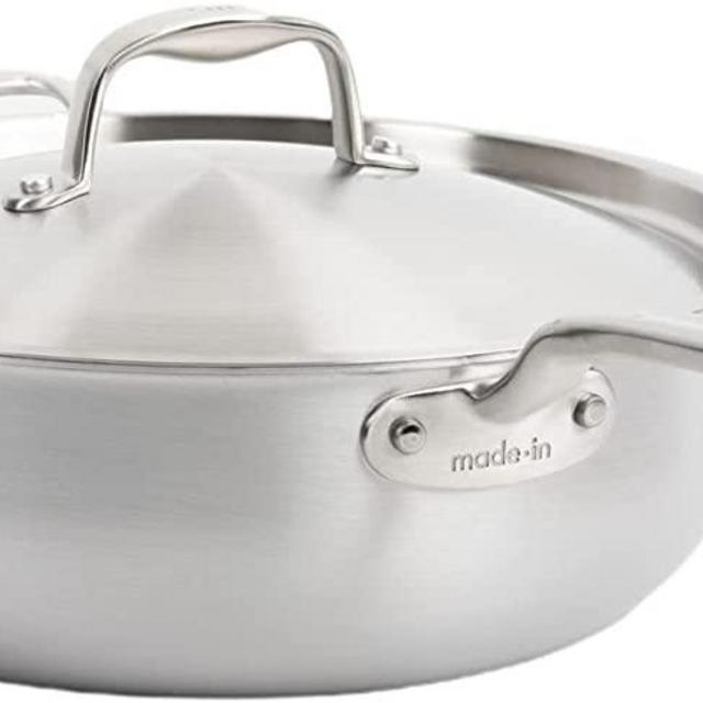 Made In Cookware - 5 Quart Saucier Pan - Stainless Clad 5 Ply Construction - Induction Compatible - Made in Italy - Professional Cookware