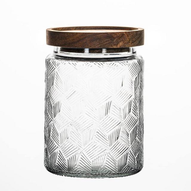 HolaJia Glass Jar with Lid – 24oz Glass Storage Containers – Premium Jars with Airtight Lids for Coffee, Rice, Sugar – Decorative Cookie Jars for Kitchen Counter, Pantry(Fan blades)