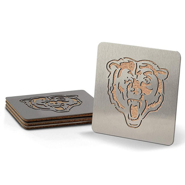 YouTheFan NFL Boasters (Drink Coasters): 4-Piece Stainless Steel, Laser-Cut Team Coaster Set