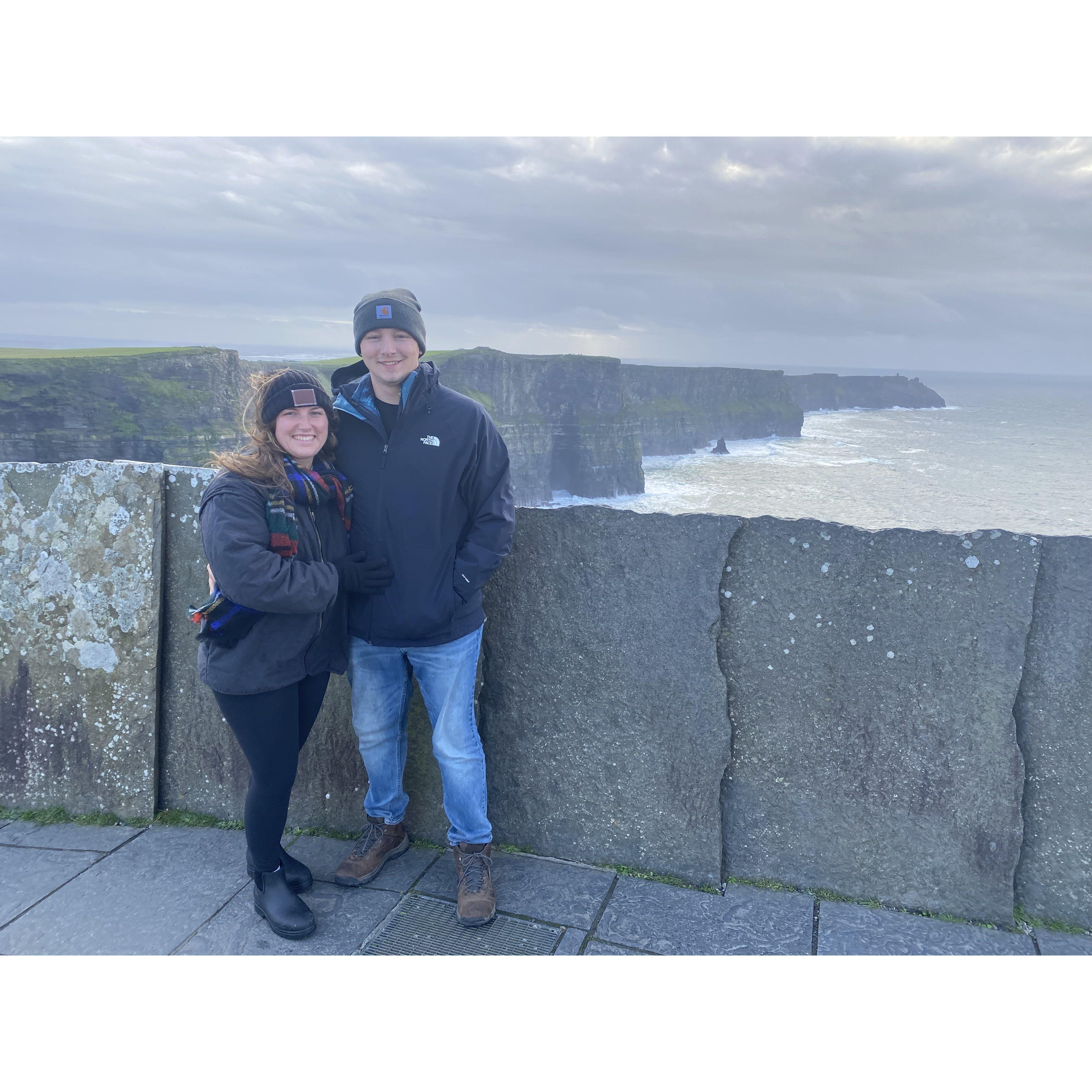 The Cliffs of Moher, right before Phil proposed. It you look way in the back at about the 2nd cliff, that's where Phil proposed.