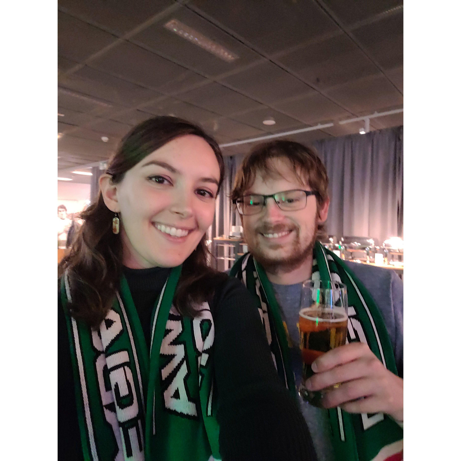 Livin' it up at the all you can eat lounge at our first Legia Warszawa game.