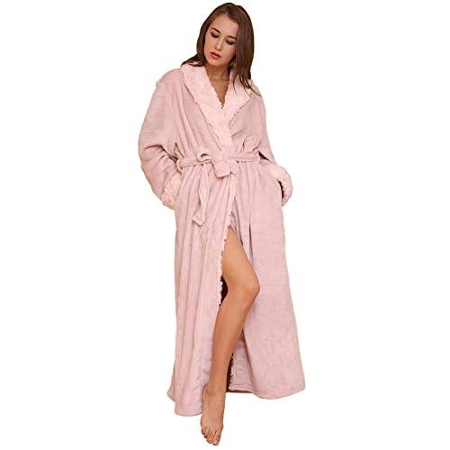 SUNBABY Thicker Long Flannel Sleepwear for Women and Man Imitation Fur Collar Bathrobes Warm Couple Pajamas