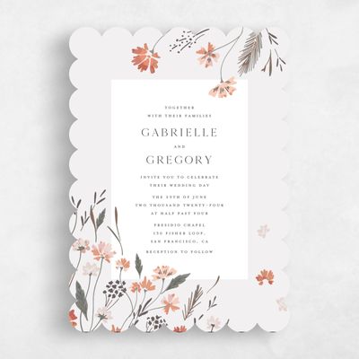Grey Scalloped Wedding Invitation - Alires Portrait