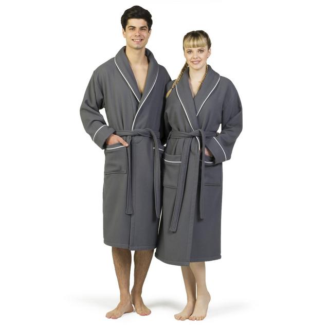 S/M Waffle Terry Solid Bathrobe Dark Gray - Linum Home Textiles