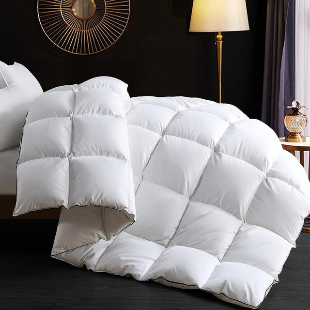 Ubauba Goose Feather Down Comforter King Size - 100% Cotton Ultra Fluffy Duvet Insert King, 1200TC, 850+FP, All Season Luxurious Hotel Bedding Comforter with 8 Tabs, White 106 x 90 Inch