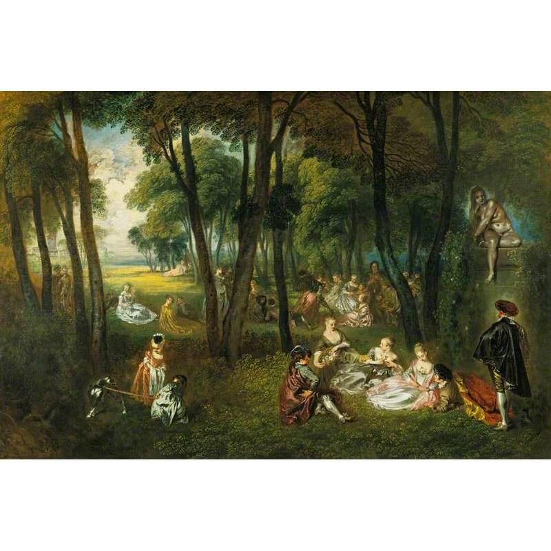 Fête galante in a Wooded Landscape - Jean Antoine Watteau c.1719