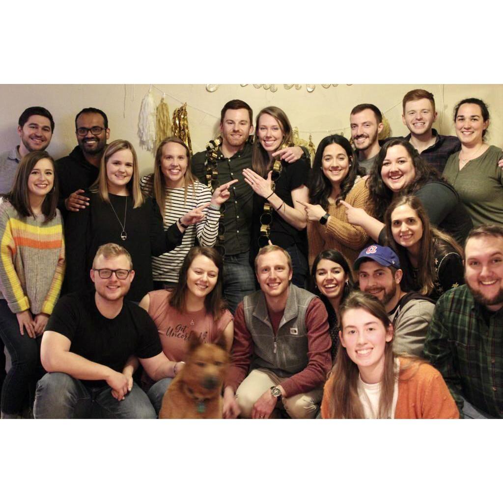 Celebrating the engagement of TRoz with Tulsa friends.